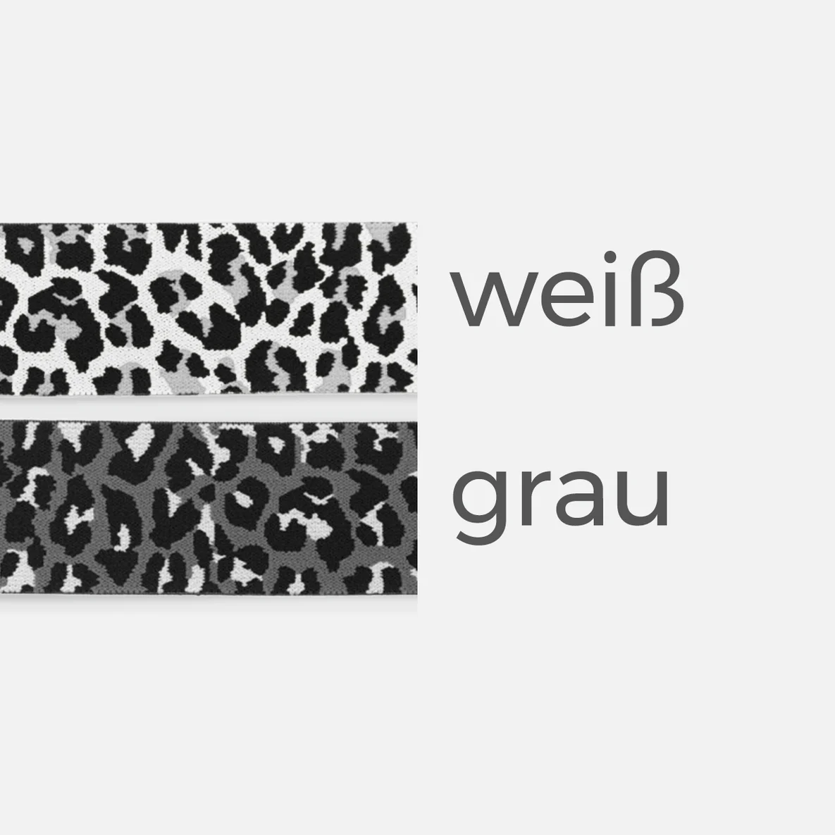 Gummiband 40 mm Leopard, weiß, grau