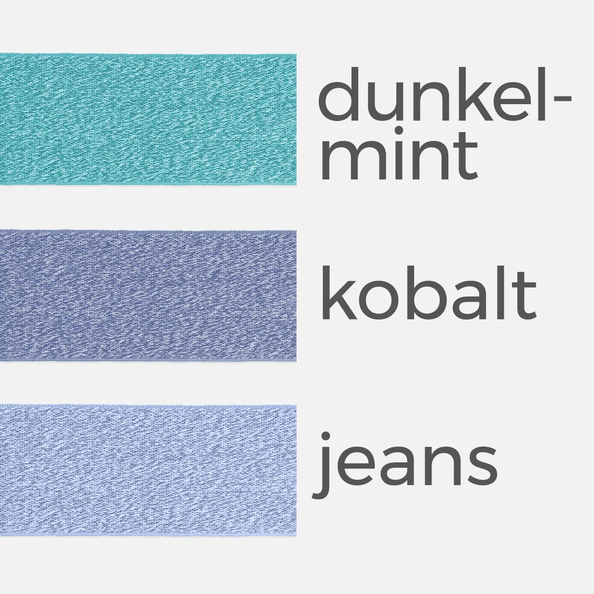 Gummiband Meliert 40 mm, dunkelmint, kobalt, jeans