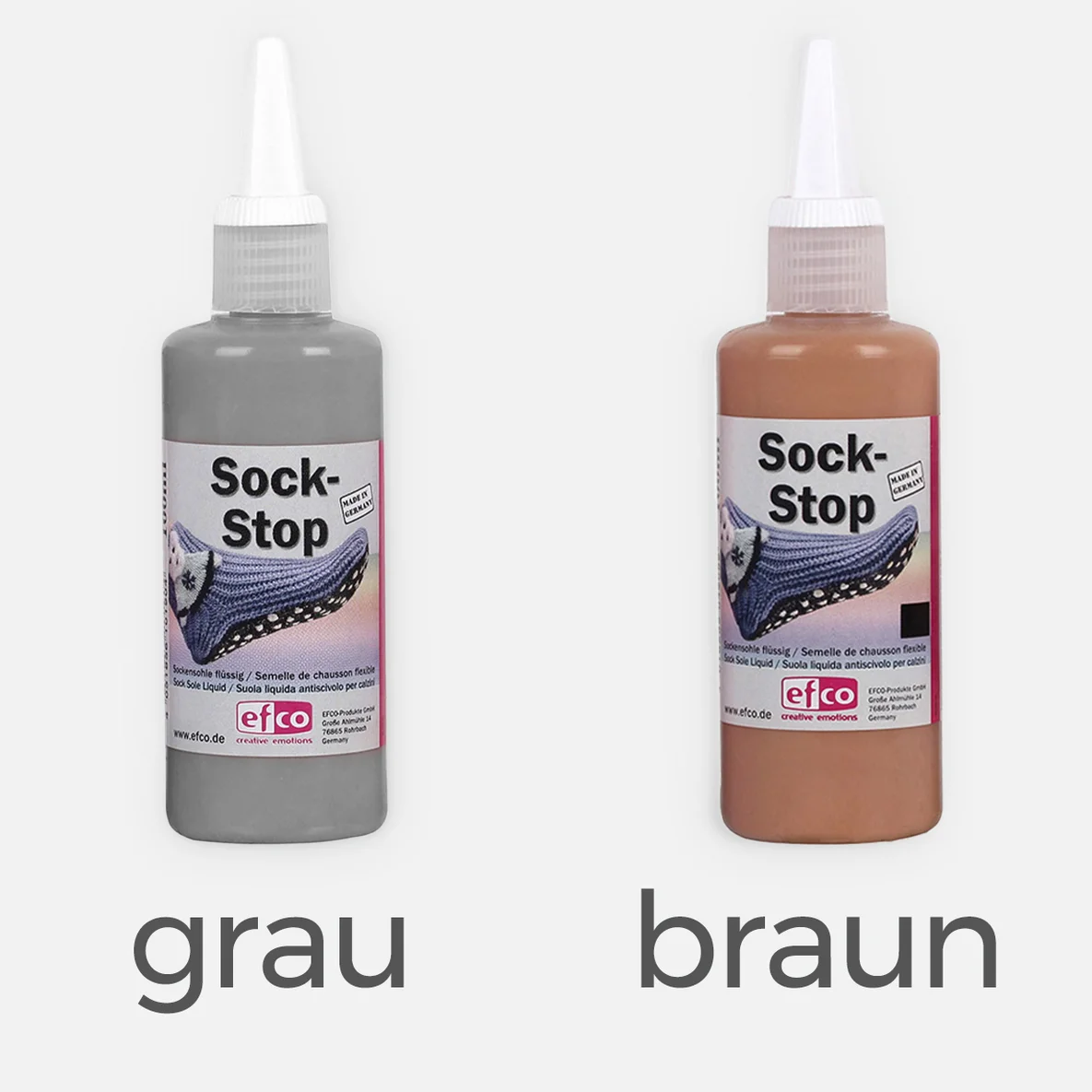 Sockenstopp Antirutsch-Latexmilch, grau, braun