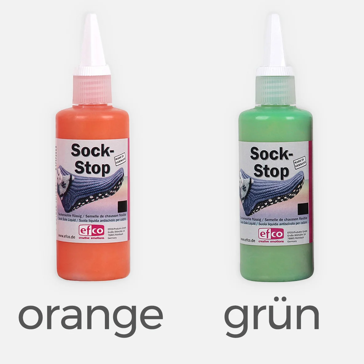 Sockenstopp Antirutsch-Latexmilch, orange, grün