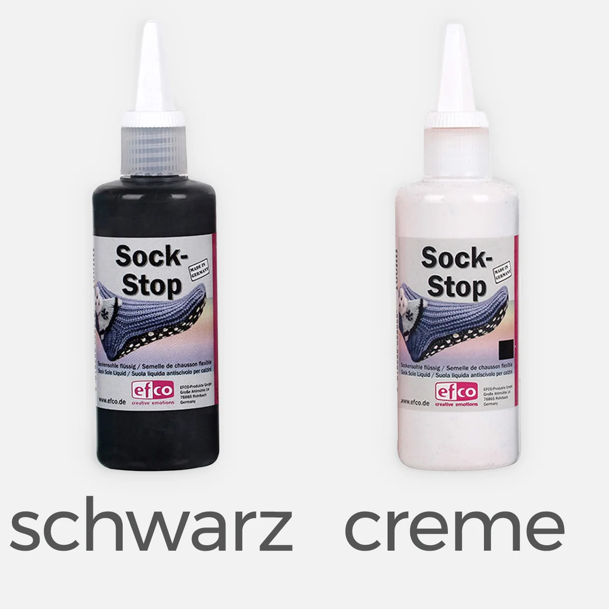 Sockenstopp Antirutsch-Latexmilch, schwarz, creme