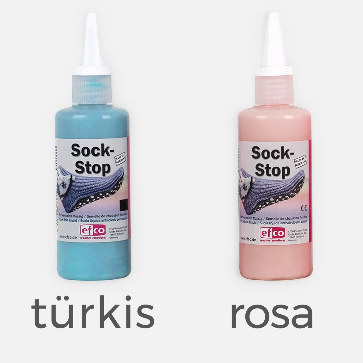 Sockenstopp Antirutsch-Latexmilch, türkis, rosa