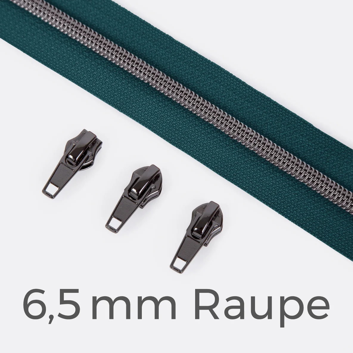 Reißverschluss Gunmetal 6,5mm Petrol D103 3m lang
