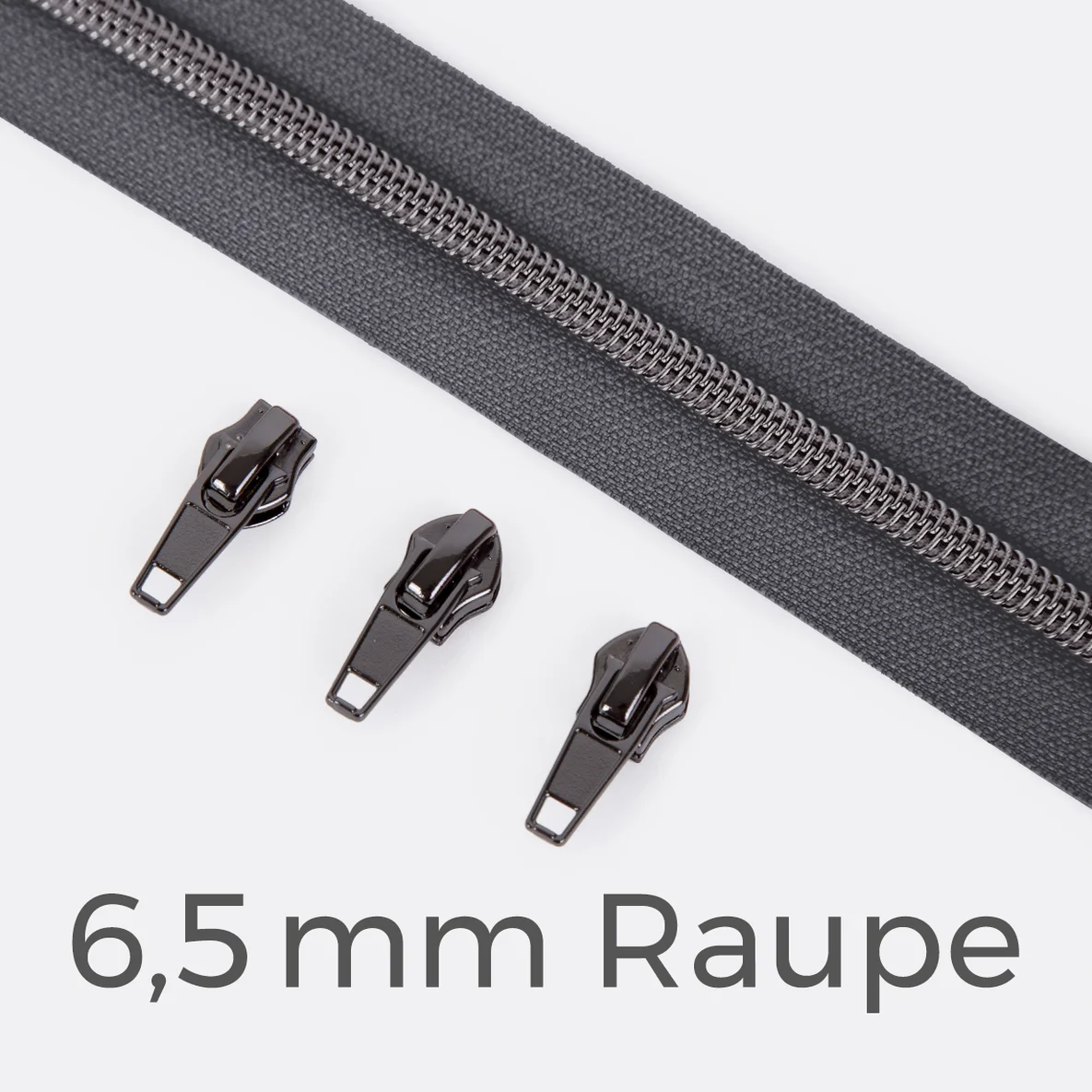 Reißverschluss Gunmetal 6,5mm Dunkelgrau D306 3m lang