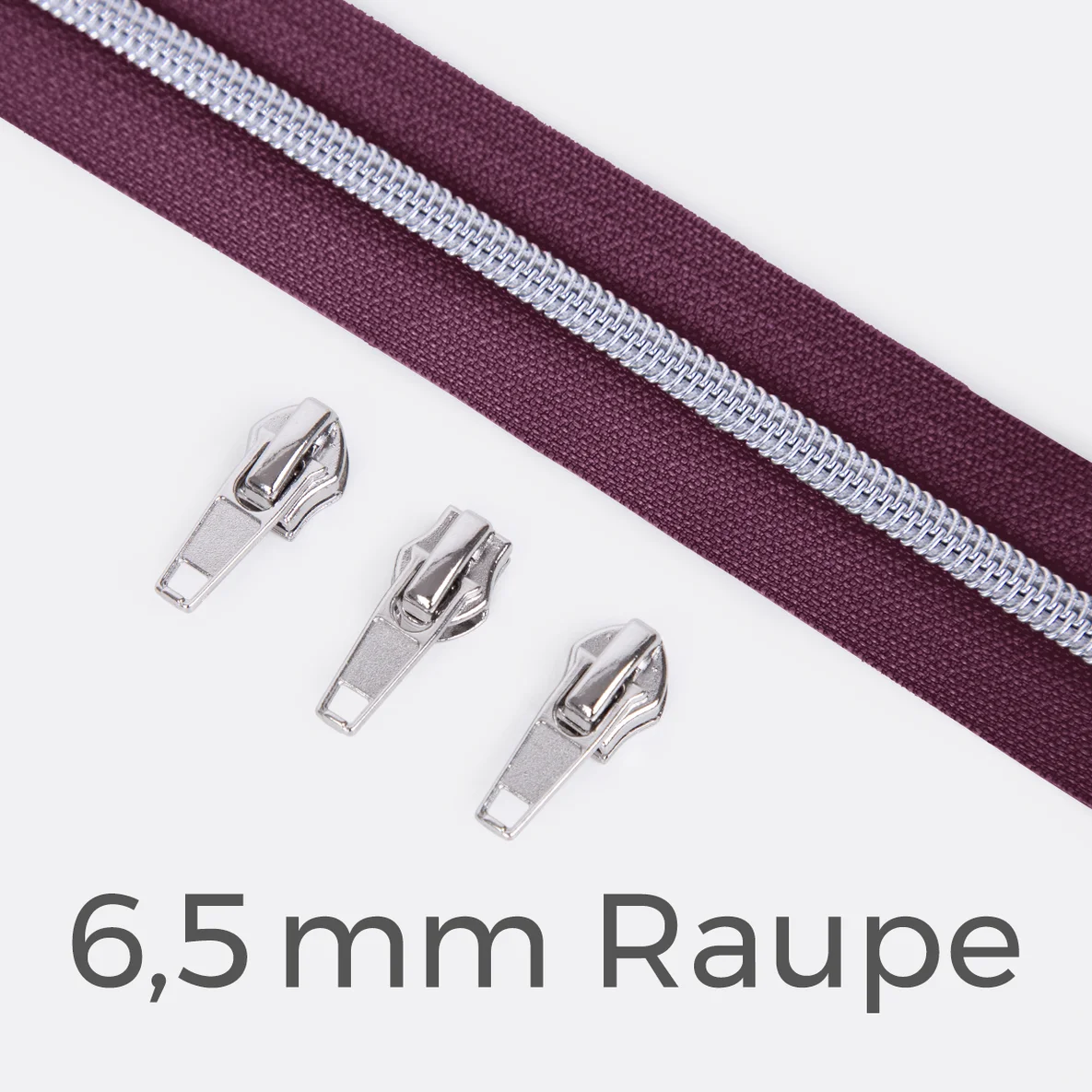Reißverschluss Silber 6,5mm Beere D230 3m lang