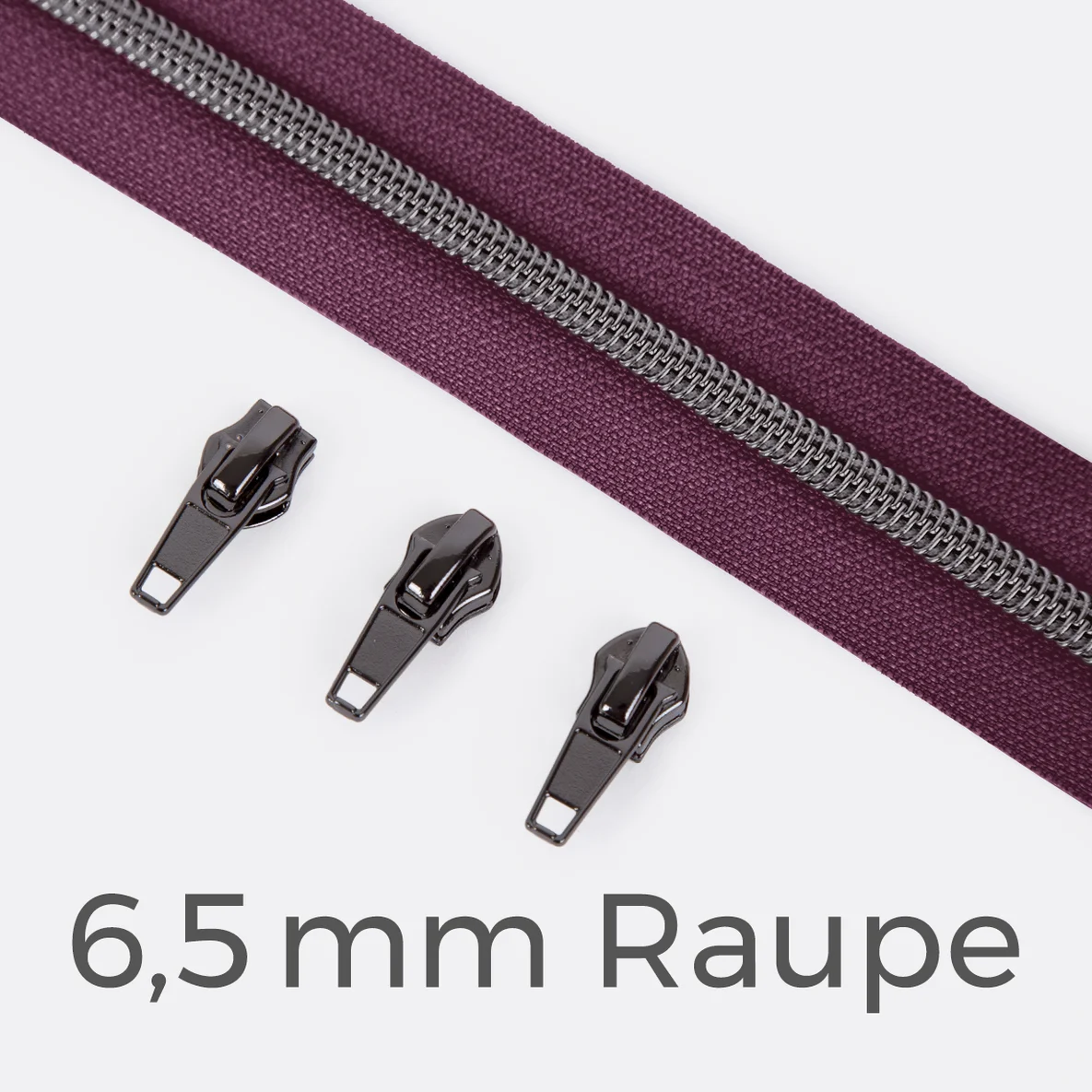 Reißverschluss Gunmetal 6,5mm Beere D230 3m lang