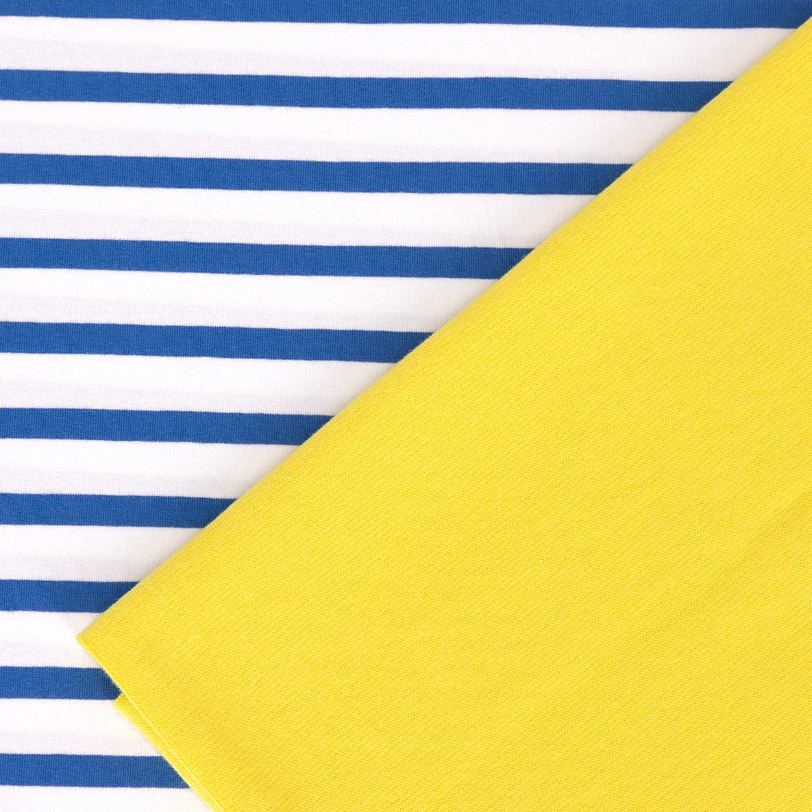 Bio-Jersey-Streifen "Ice Cream Stripes" blau/blueberry mit gelbem Bündchen