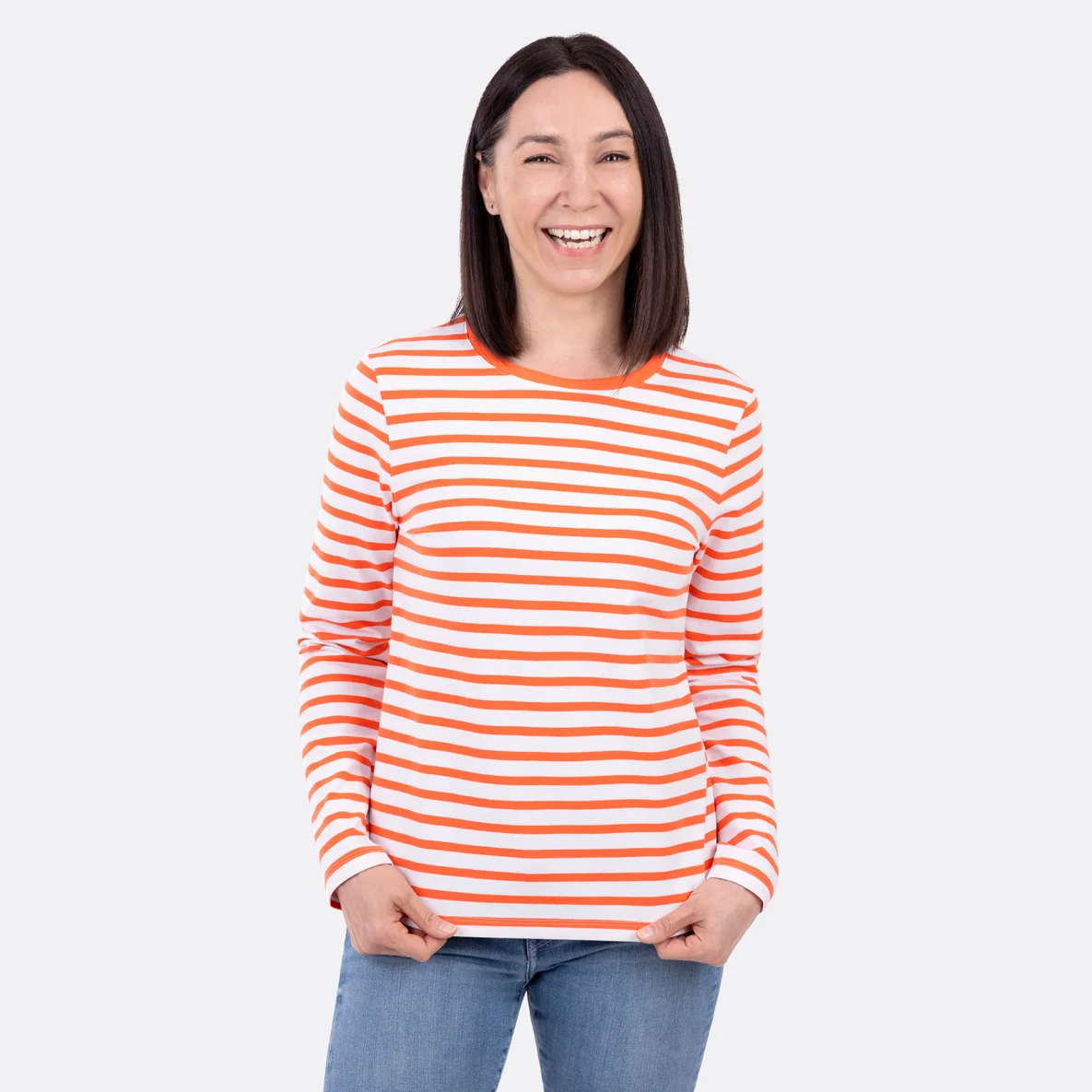 Bio Jerseystoff Ice Cream Stripes orange Longsleeve Streifen