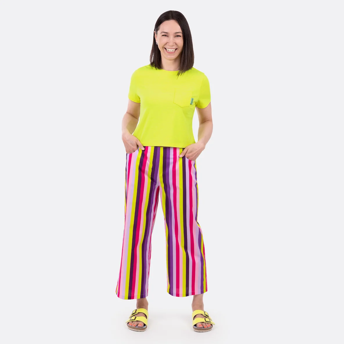 Damenshirt Schnittmuster Baumwolljersey neongelb