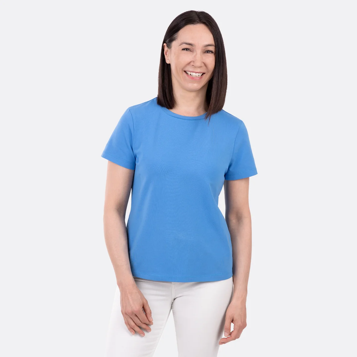 Schnittmuster Damenshirt Baumwolljersey mittelblau