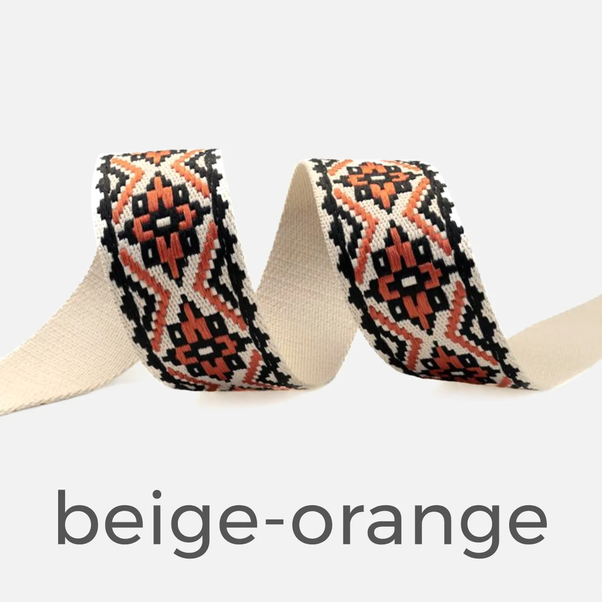 Gurtband Ethno, 48mm, Meterware, beige-orange