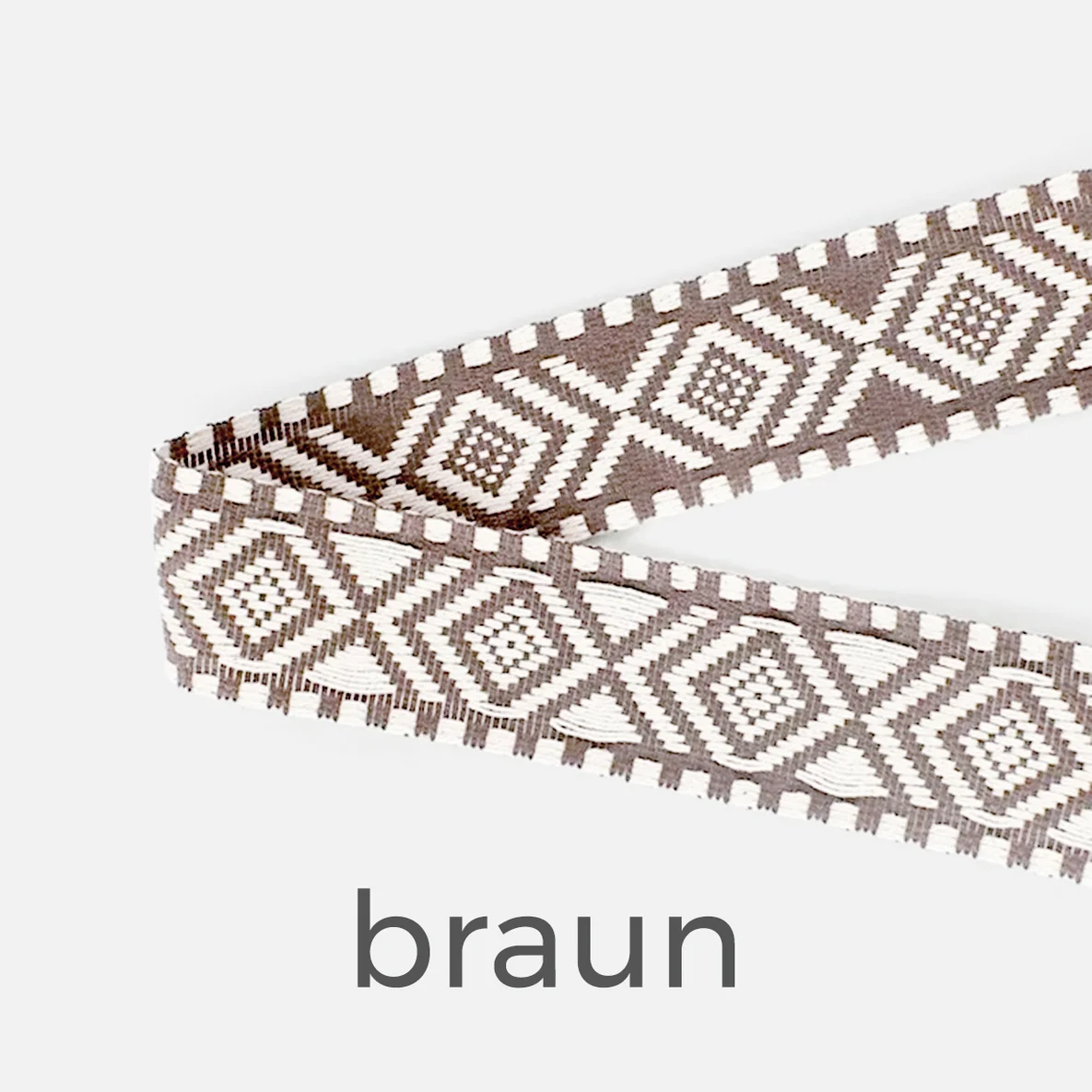 Gurtband Raute, 38mm, Meterware, braun