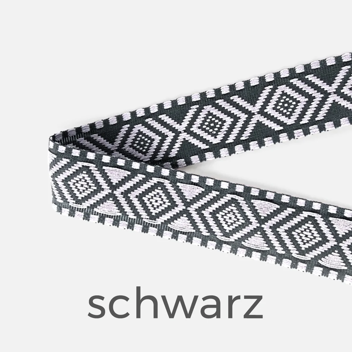 Gurtband Raute, 38mm, Meterware, schwarz