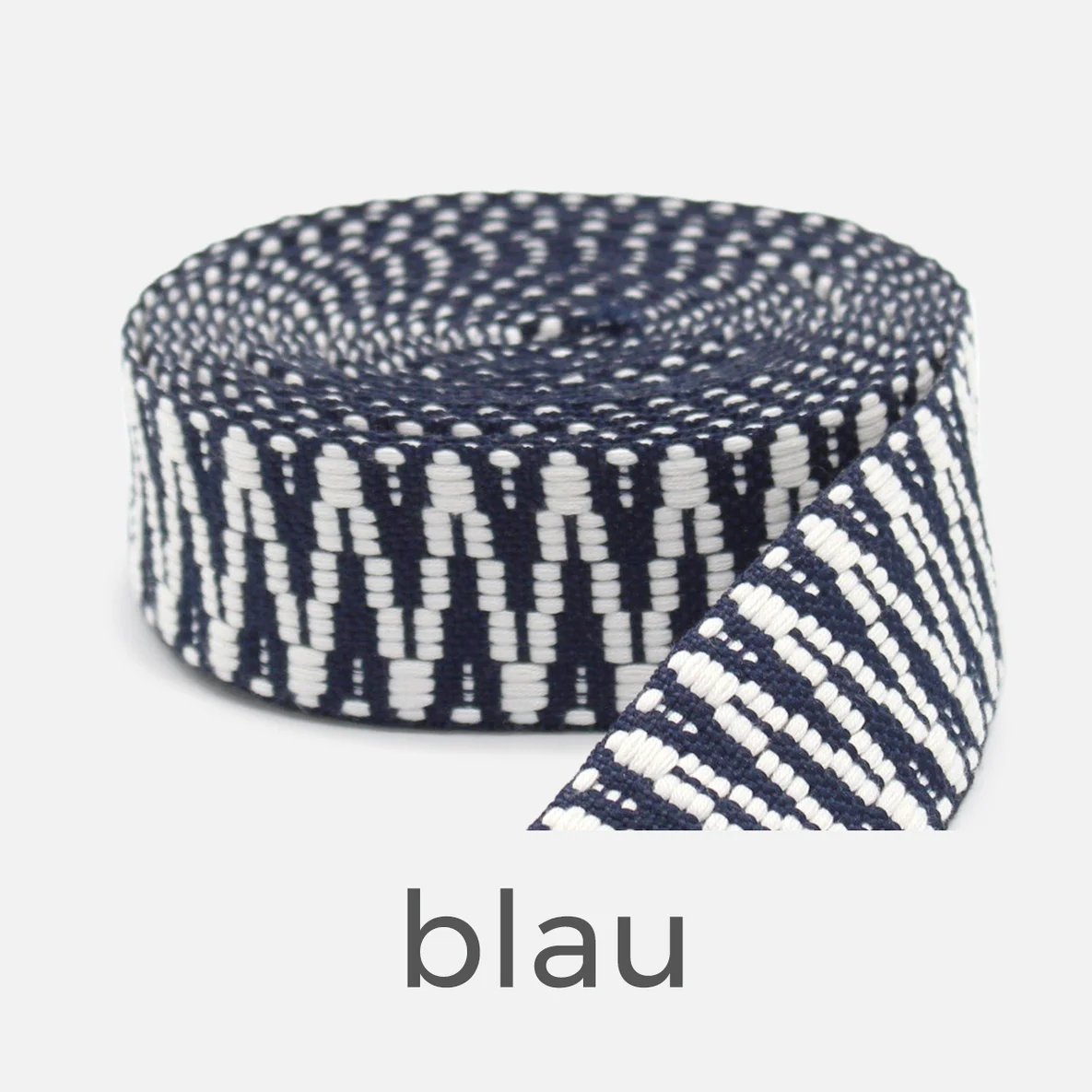 Gurtband ZickZack, 38mm, Meterware, blau