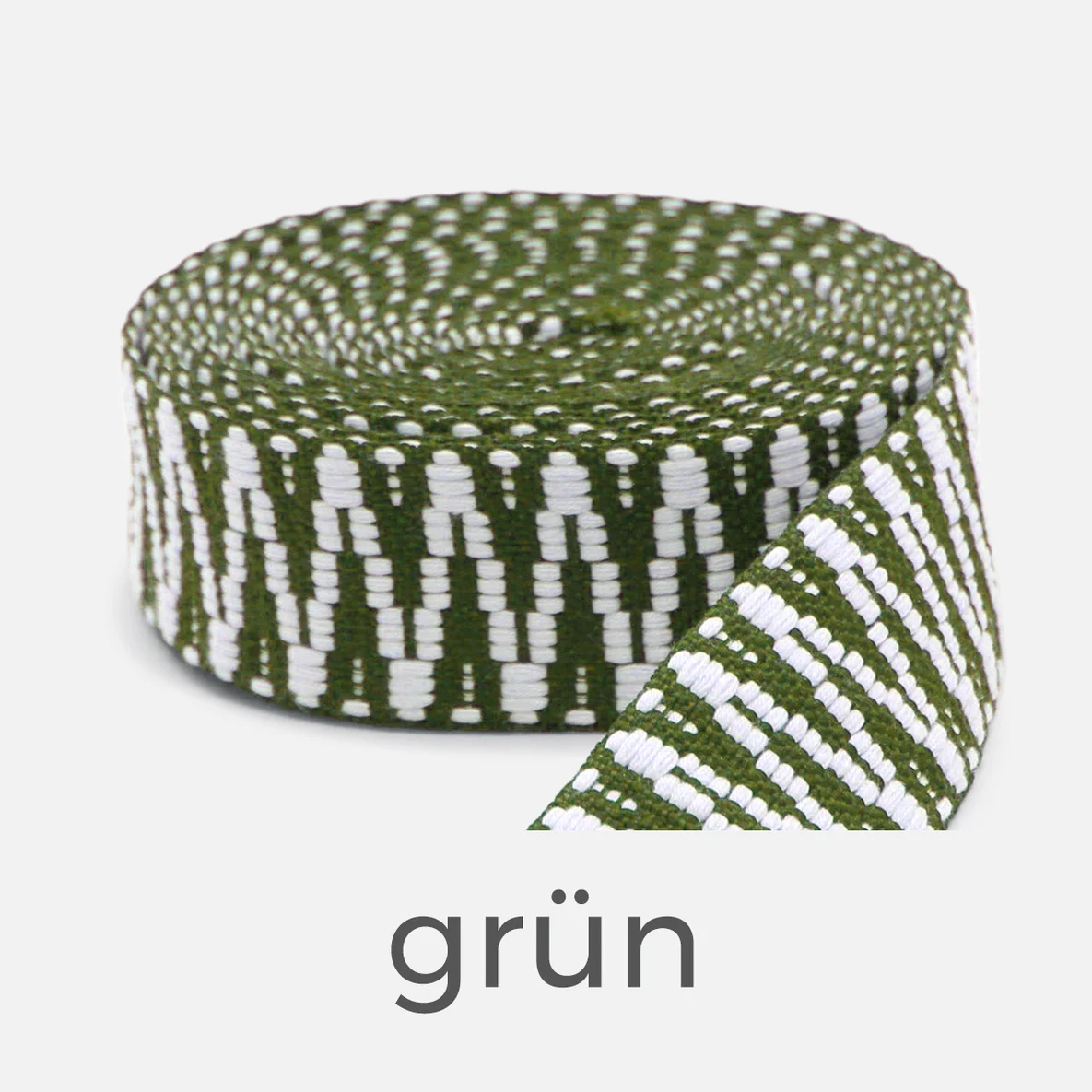 Gurtband ZickZack, 38mm, Meterware, grün