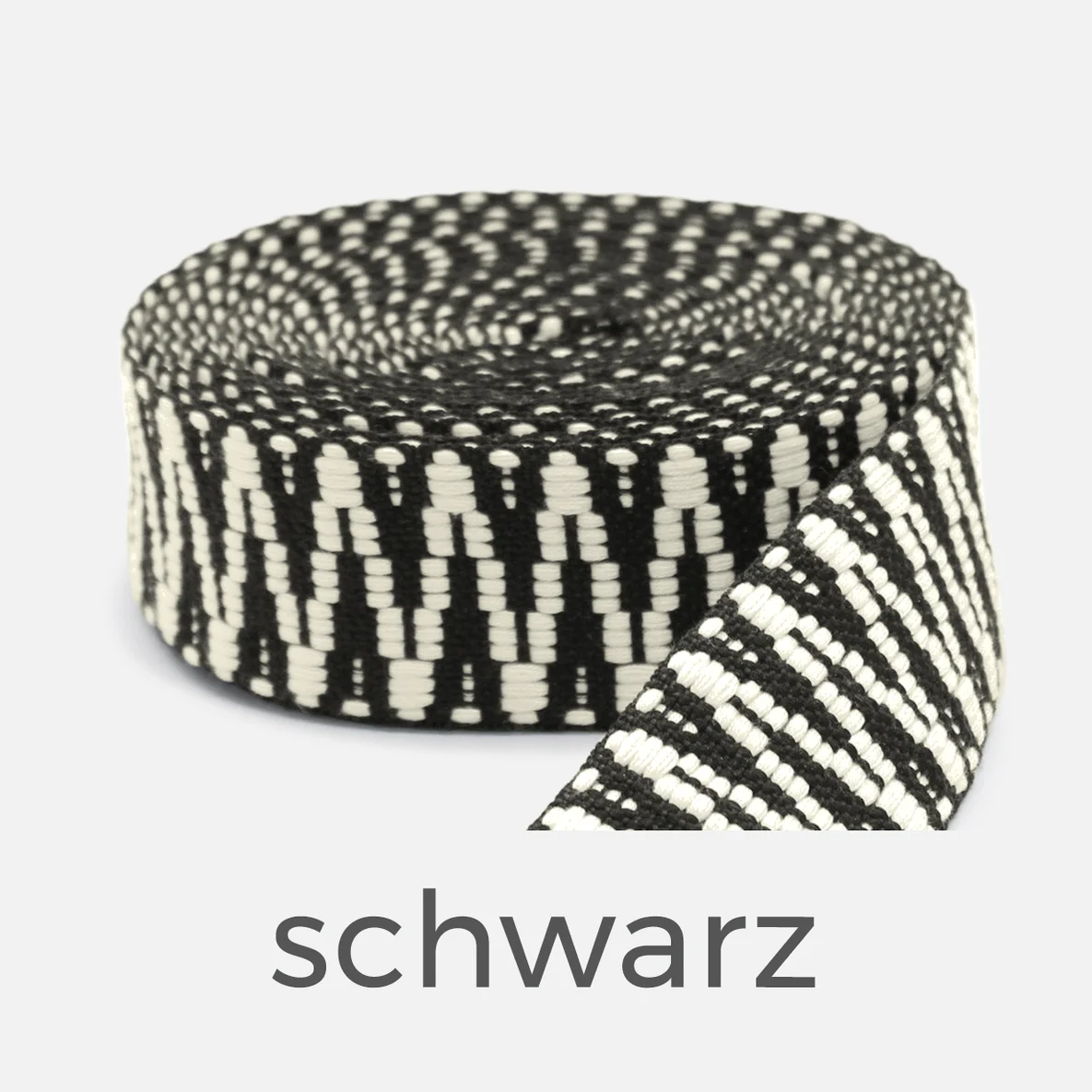 Gurtband ZickZack, 38mm, Meterware, schwarz