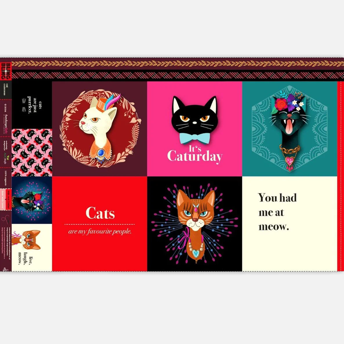 Bio Canvas Panel, "Bling Bling" - Kollektion, Cat Cuteness
