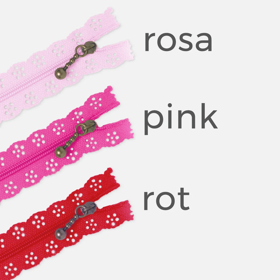 Spitzen-Reißverschluss 20cm Farbauswahl rosa pink rot