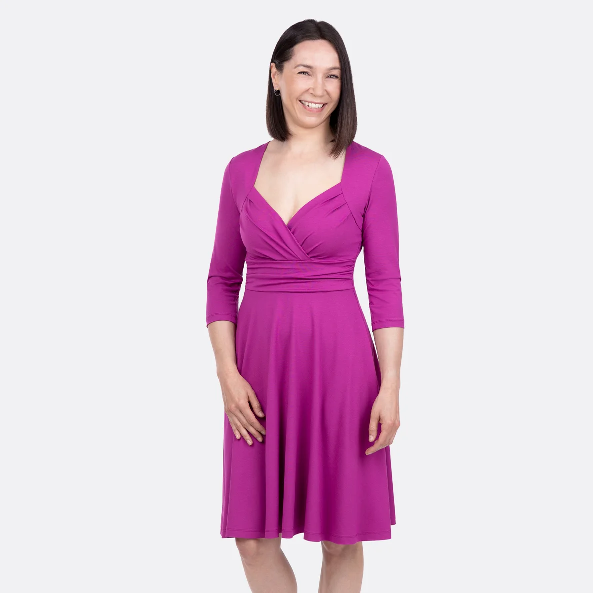 Viskosejersey Stoff Kleid mit Drapierung nähen