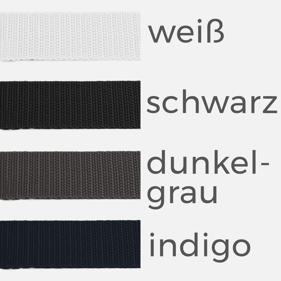 Gurtband 25mm Baumwollmix Soft 3m Länge, Weiß B3/Schwarz B5/Dunkelgrau D306/Indigo D196