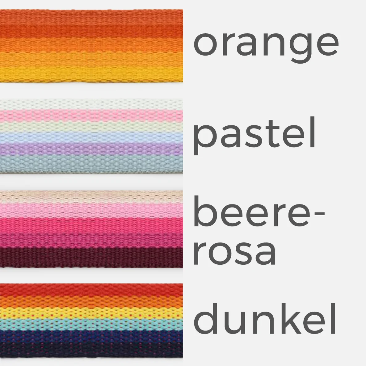 Gurtband 38mm, Regenbogen orange, pastel, beere-rosa, dunkel