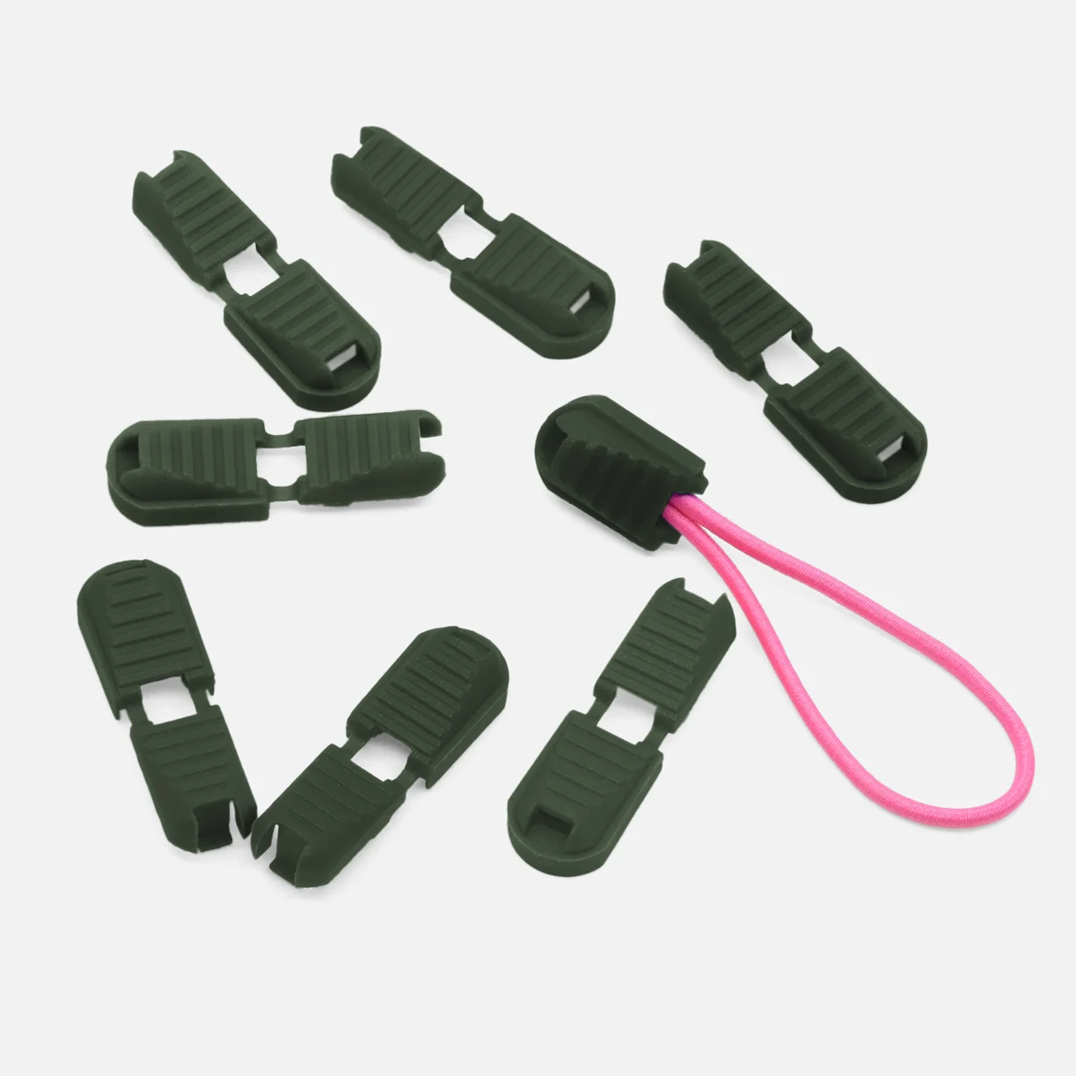 Kunststoff Kordelenden klappbar 10Stück dunkelgrün (D190)