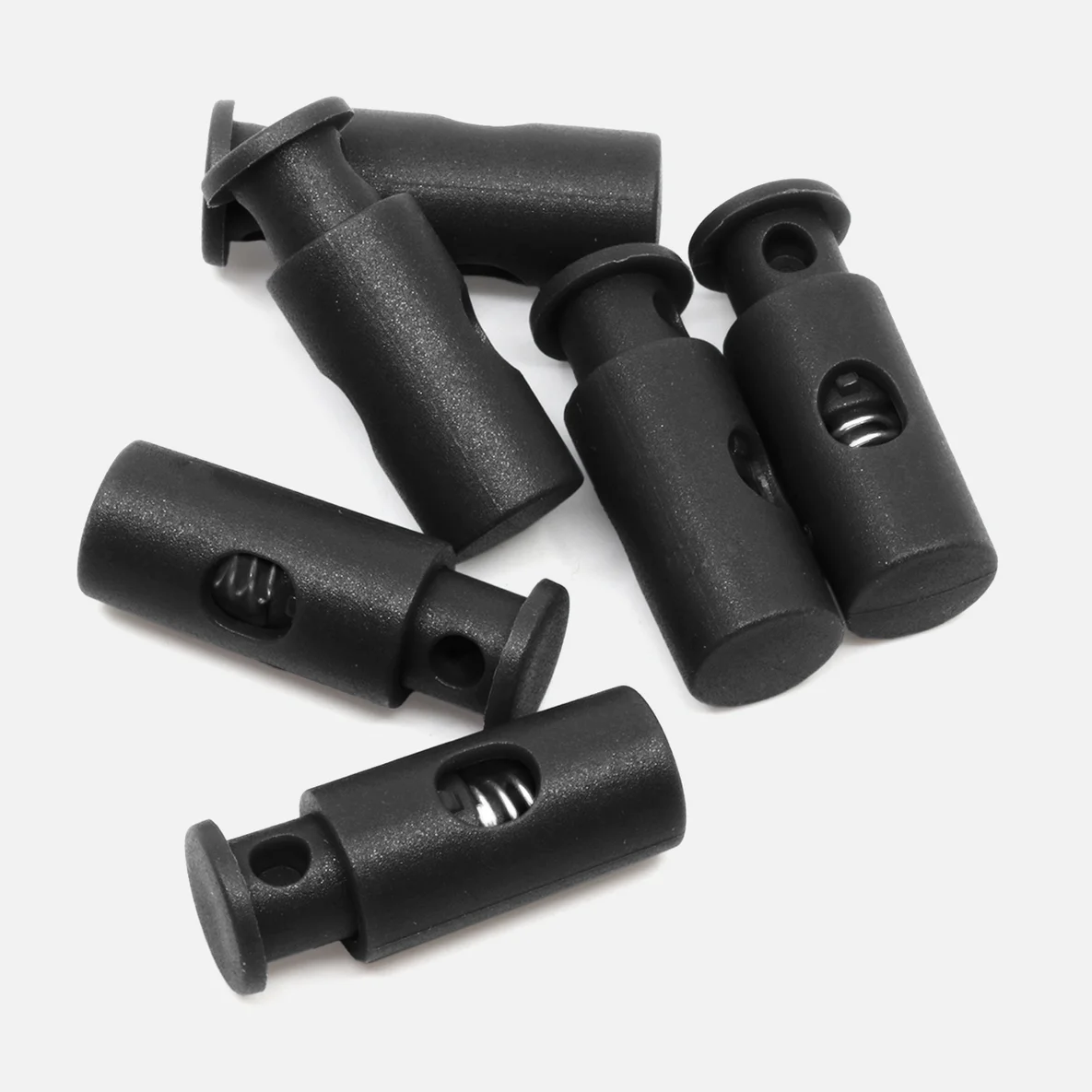 Kunststoff Kordelstopper 1-Loch schwarz B5 6Stück