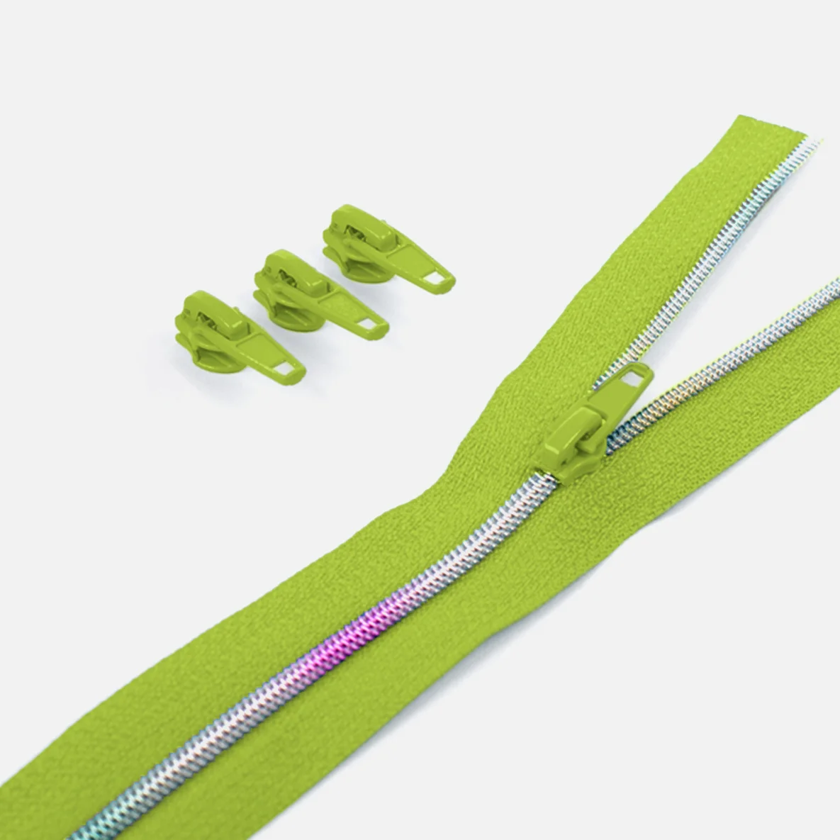 Regenbogen Reißverschluss 4mm Raupe Apfelgrün B44 3 m lang