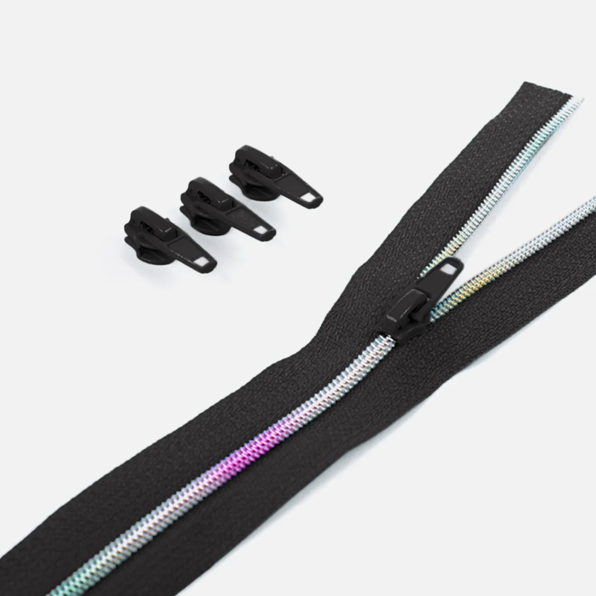 Regenbogen Reißverschluss 4mm Raupe Schwarz B5 3m lang