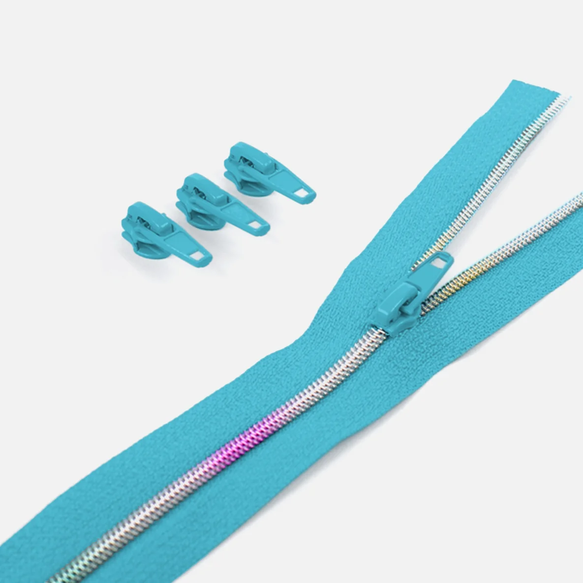 Regenbogen Reißverschluss 4mm Raupe Türkisblau B46 3m lang