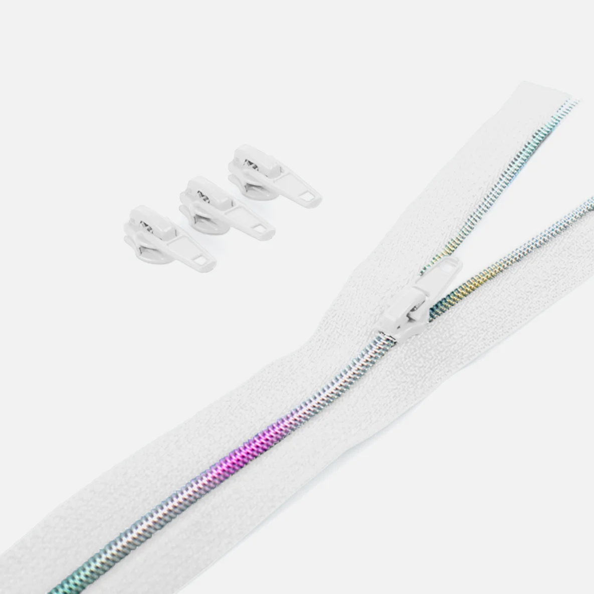 Regenbogen Reißverschluss 4mm Raupe weiß B3 3m lang