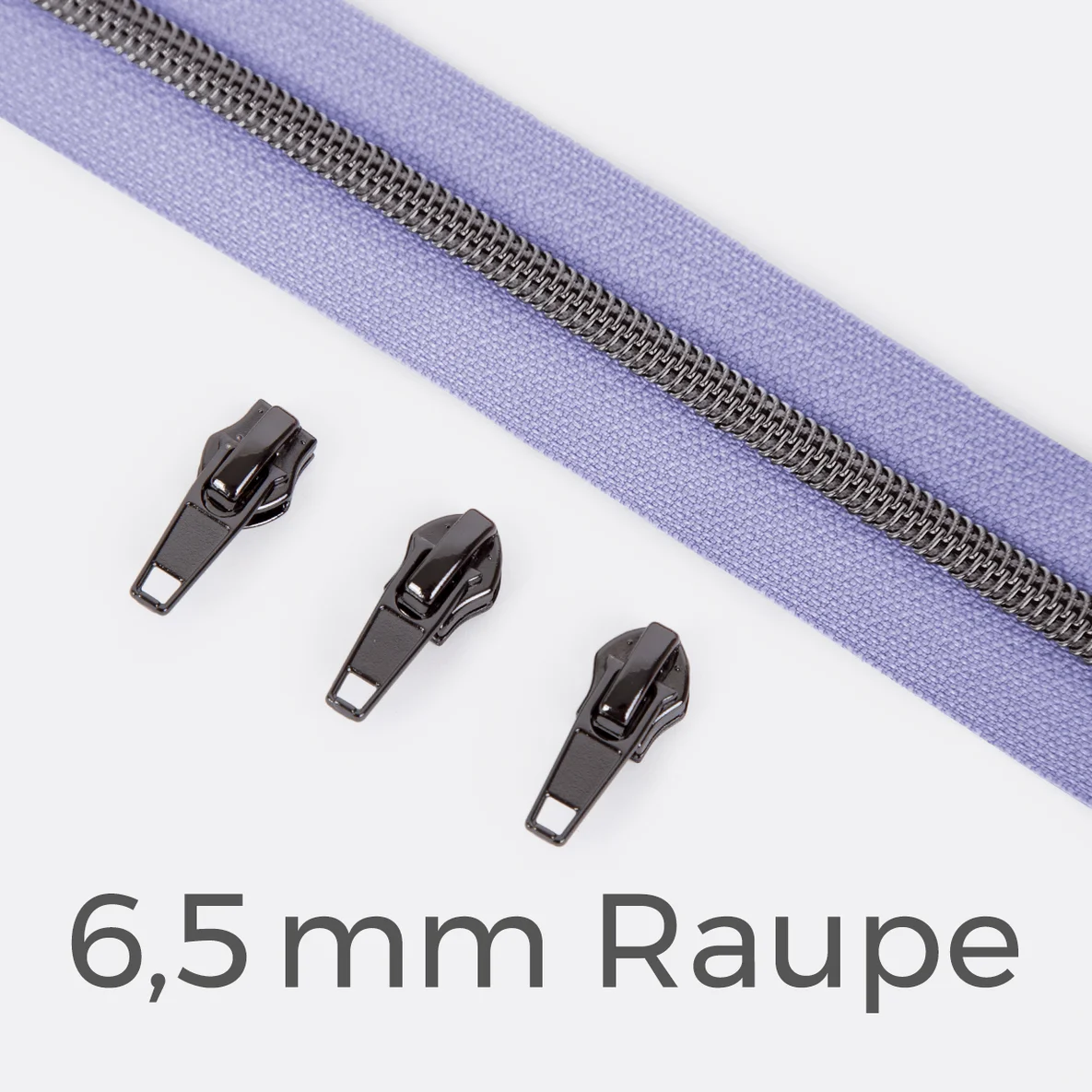 Reißverschluss Gunmetal 6,5mm helles flieder D268 3m