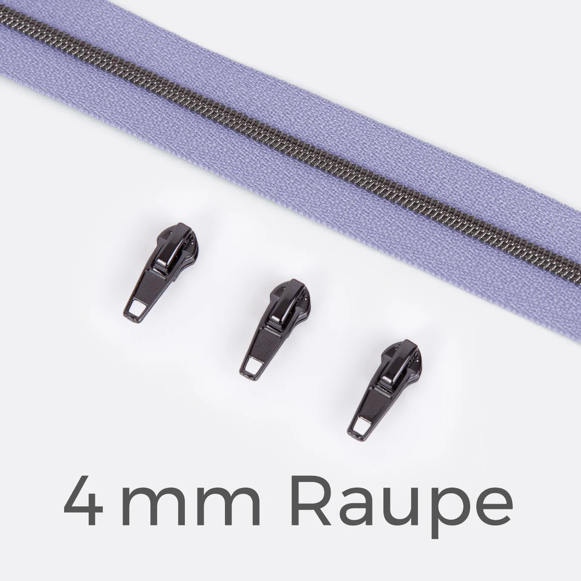 Reißverschluss gunmetal 4mm helles flieder D268 3m