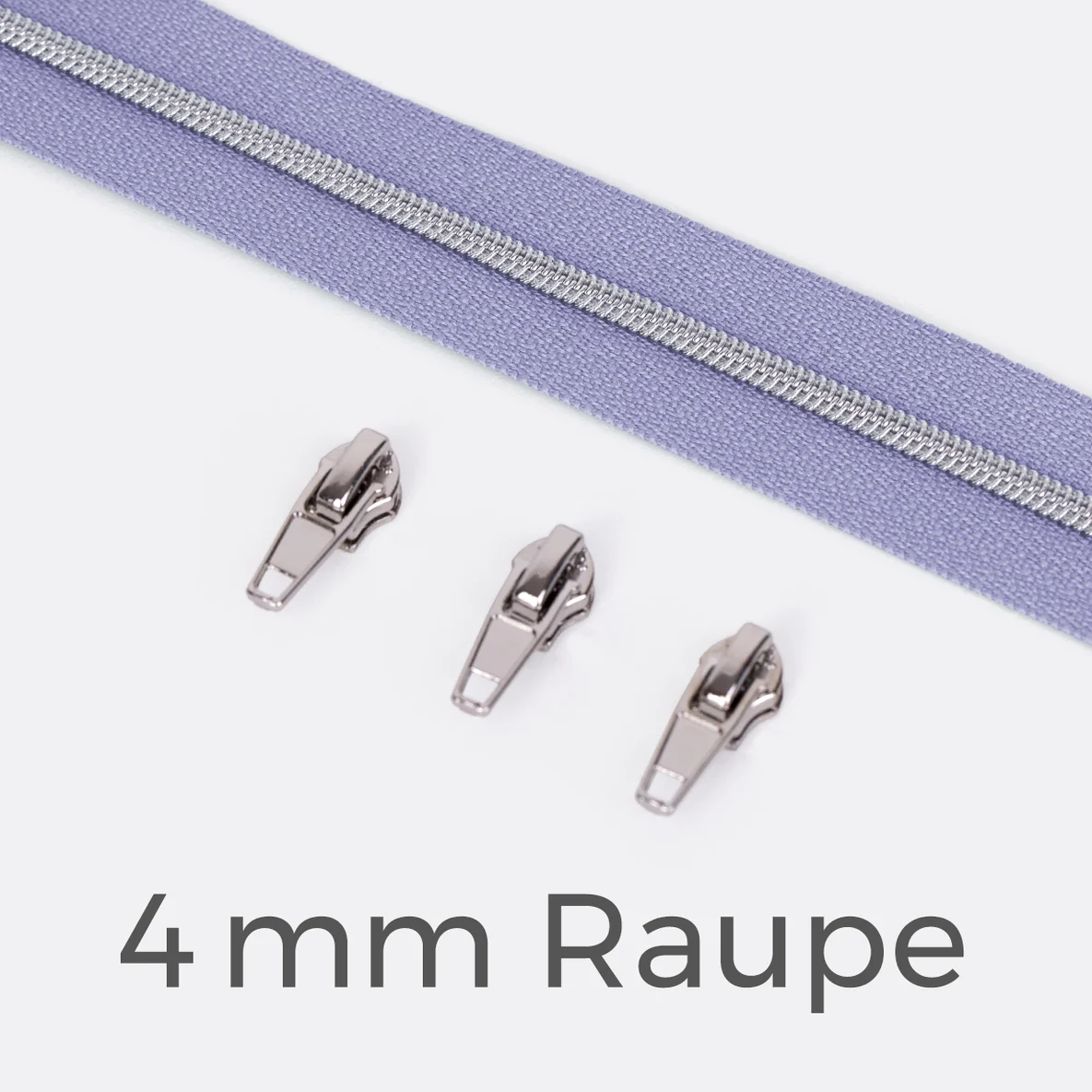 Reißverschluss silber 4mm helles flieder D268 1m