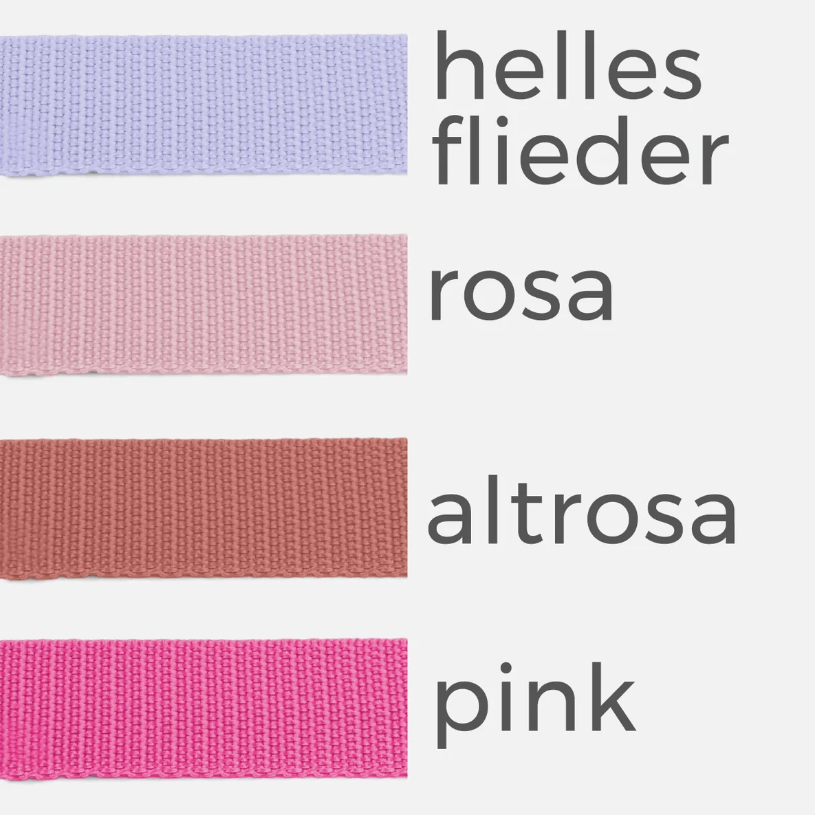 Gurtband 25mm Baumwollmix Soft 3m Länge, Helles Flieder D268, Rosa B18, Altrosa D213, Pink B47