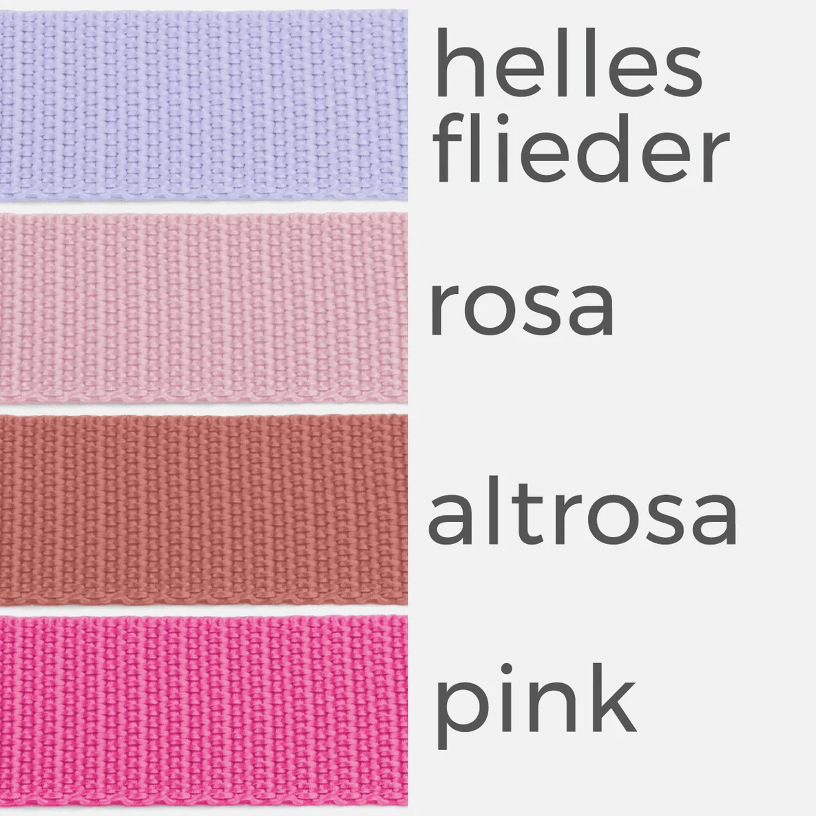 Gurtband 40mm Baumwollmix Soft 3m Länge, Helles Flieder D268, Rosa B18, Altrosa D213, Pink B47