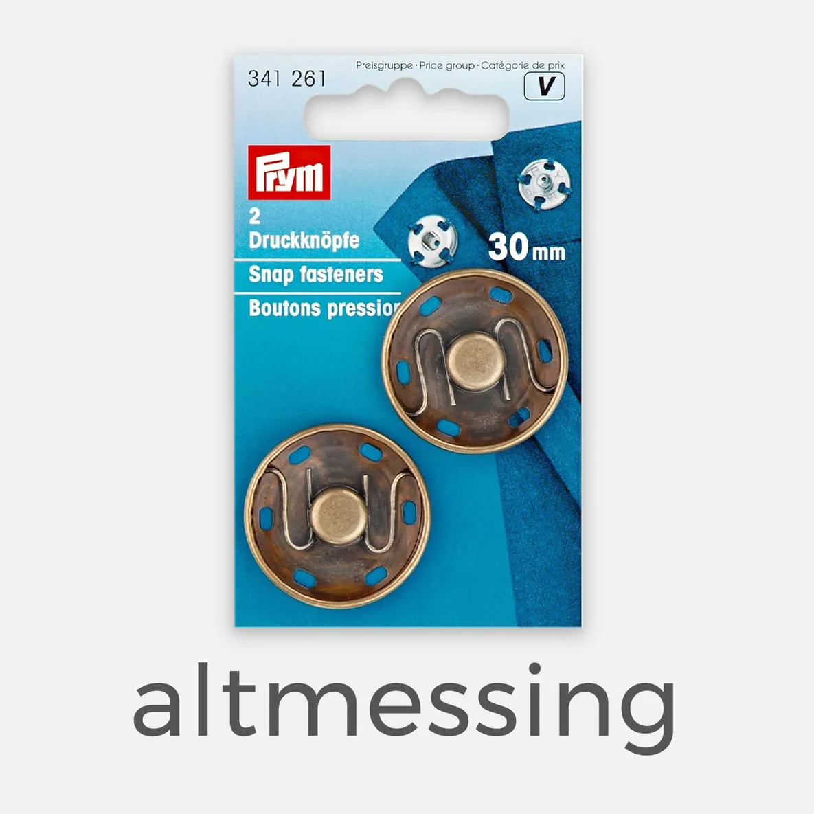 PRYM Annäh-Druckknöpfe, 30mm, 2 Stück, altmessing