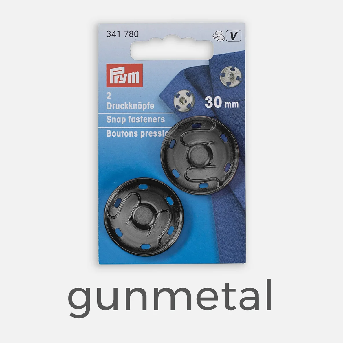 PRYM Annäh-Druckknöpfe, 30mm, 2 Stück, gunmetal