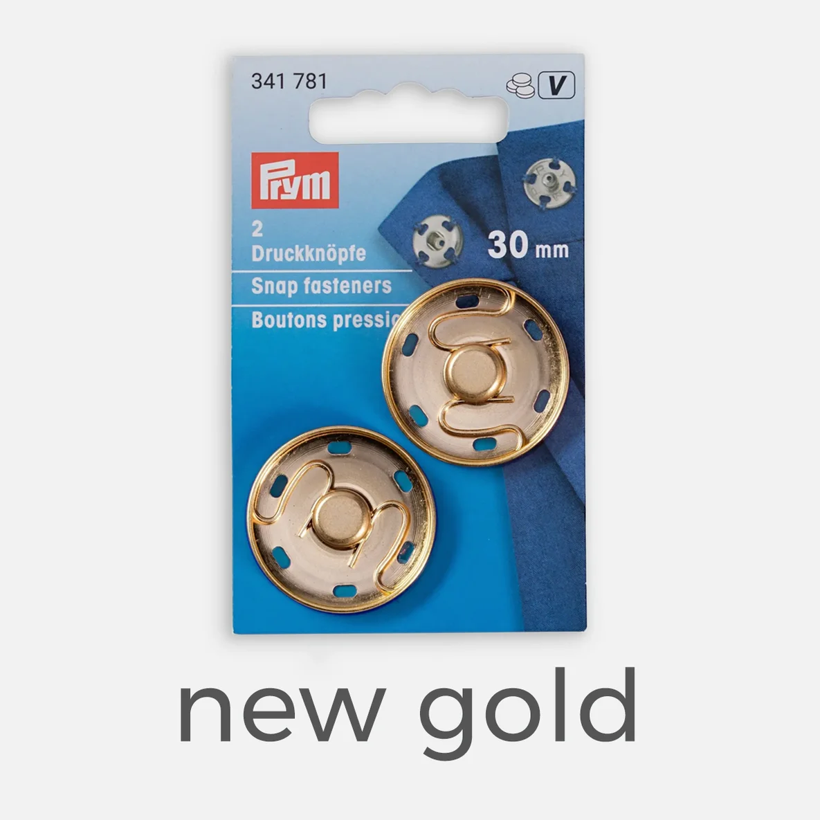 PRYM Annäh-Druckknöpfe, 30mm, 2 Stück, new gold