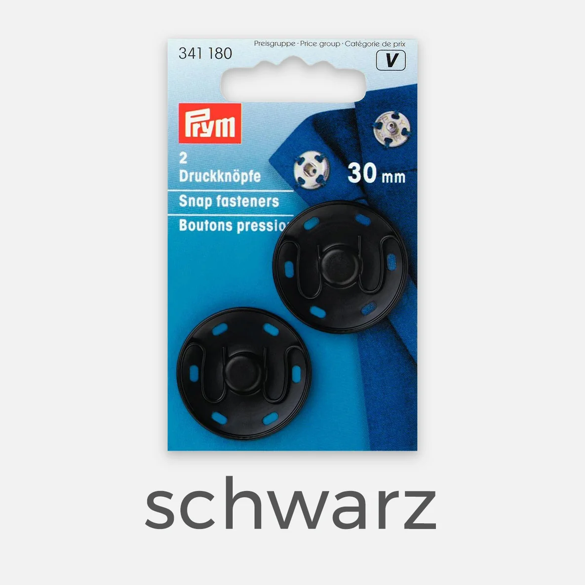 PRYM Annäh-Druckknöpfe, 30mm, 2 Stück, schwarz
