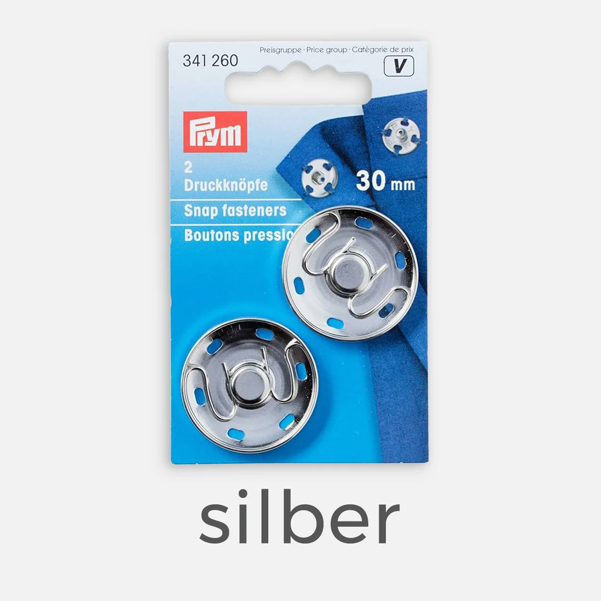 PRYM Annäh-Druckknöpfe, 30mm, 2 Stück, silber