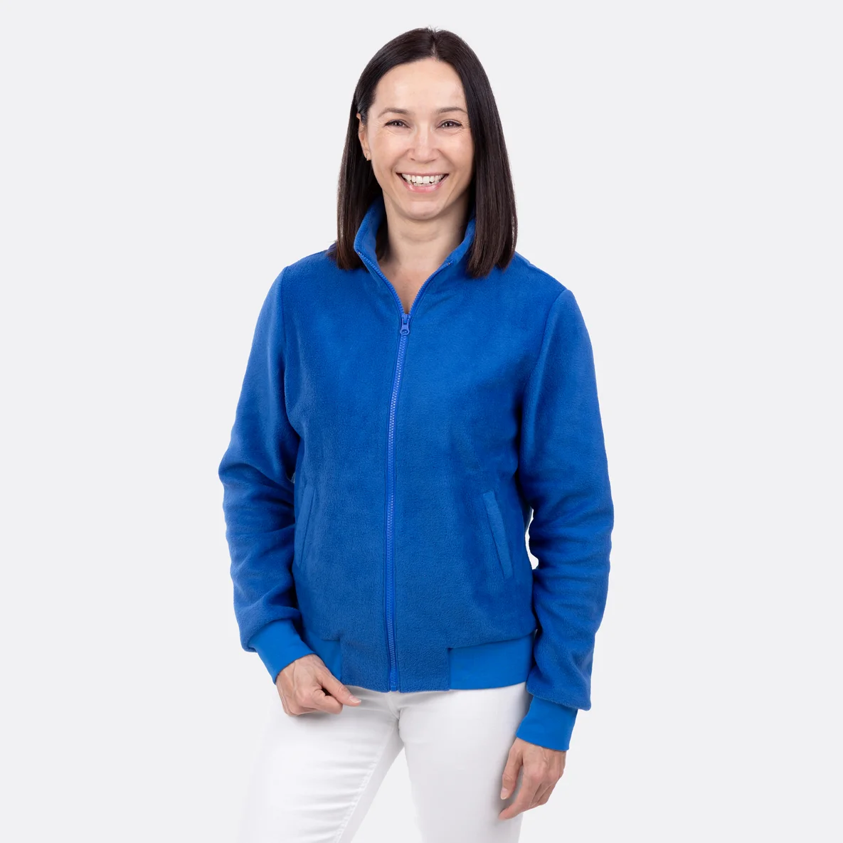 Polarfleece royalblau Jacke selber nähen