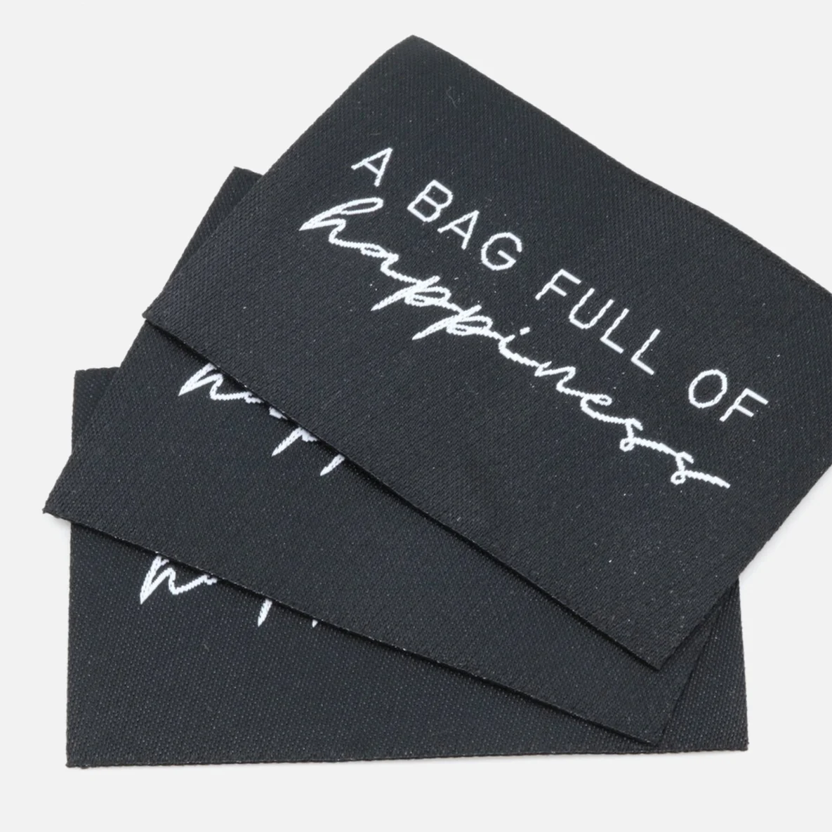 Webetikett "Bag full of happiness", 57x38 mm, 3 Stück