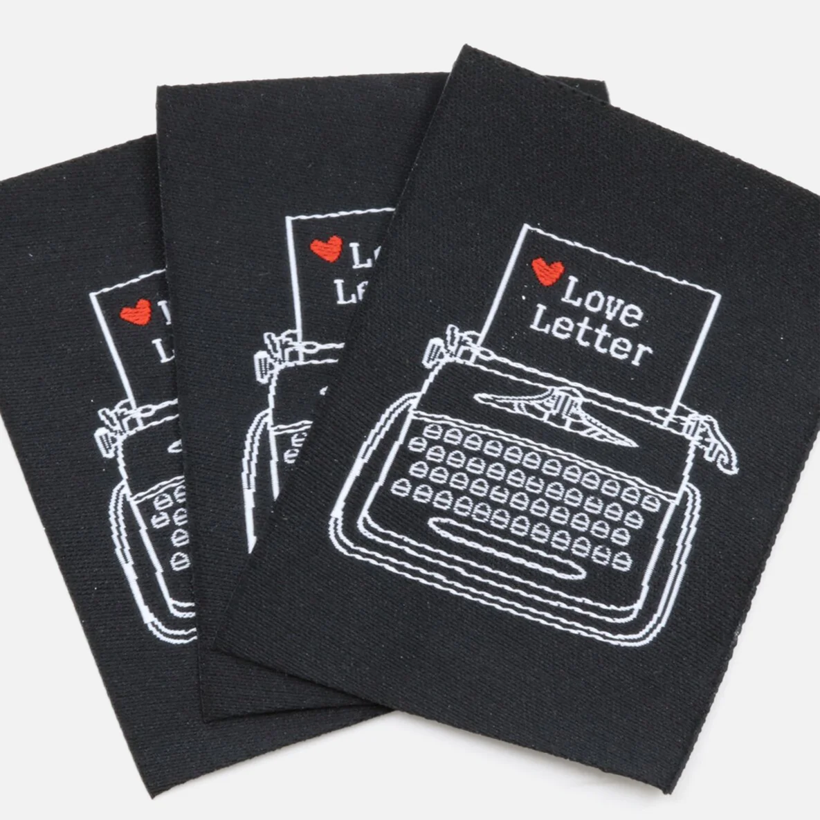 Webetikett "Schreibmaschine", 38x57 mm, 3 Stück