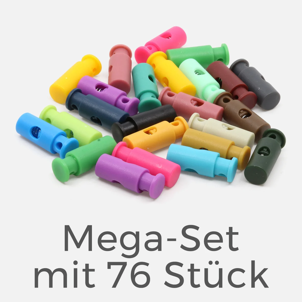 1-Loch Kunststoff Kordelstopper Set 76 Stück
