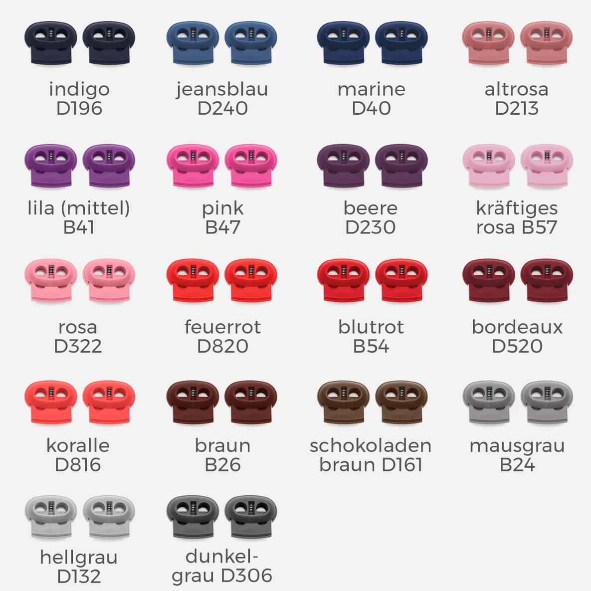 Kordelstopper Kunststoff 2-Loch