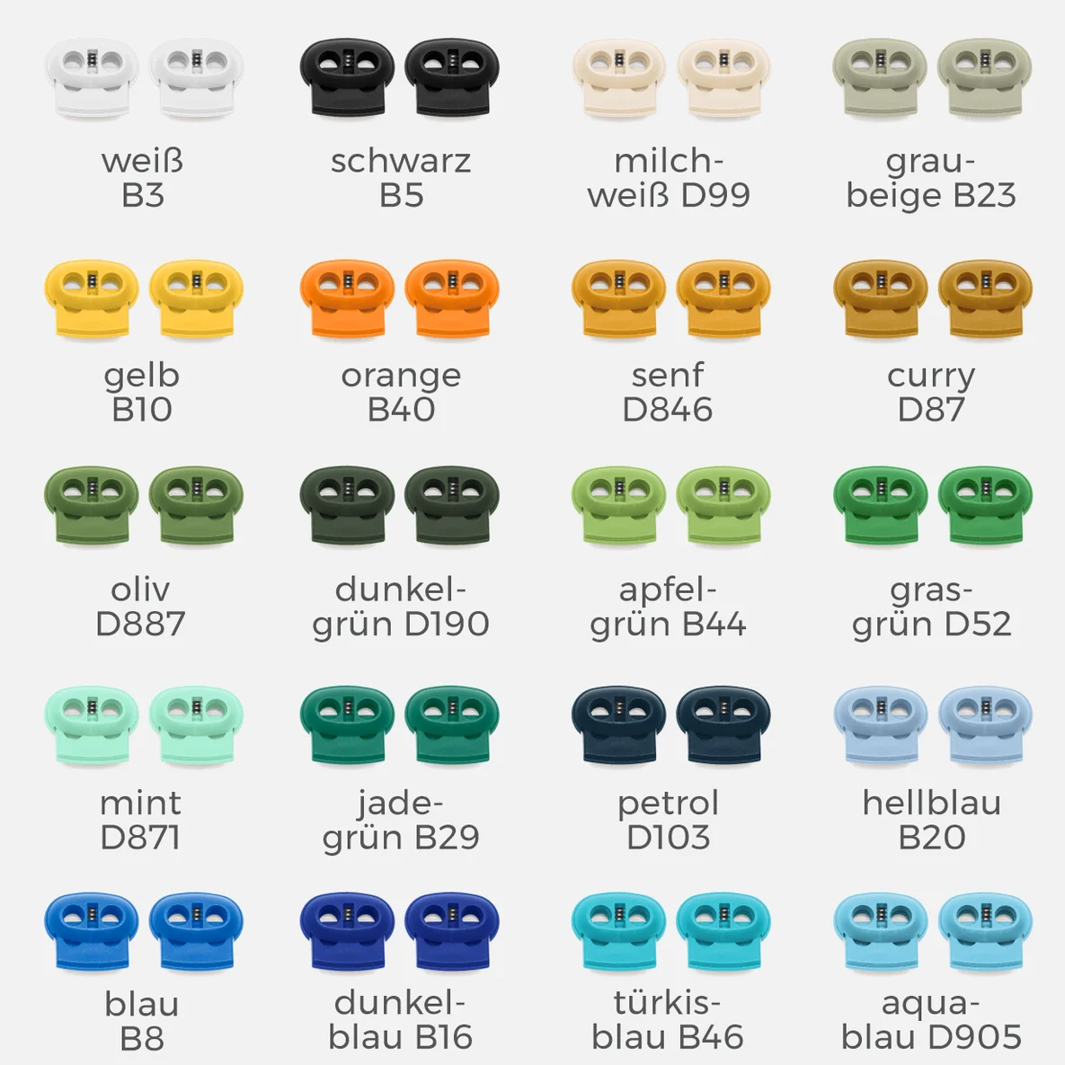 Kordelstopper Kunststoff 2-Loch