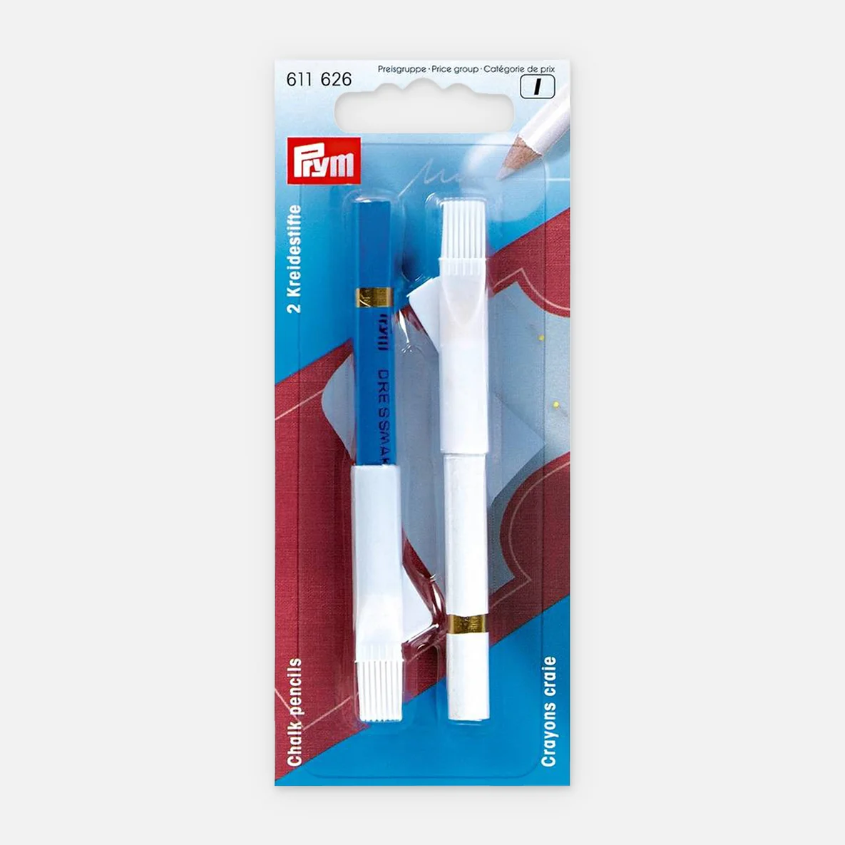 PRYM Kreidestift mit Bürste, Blau/Weiß
