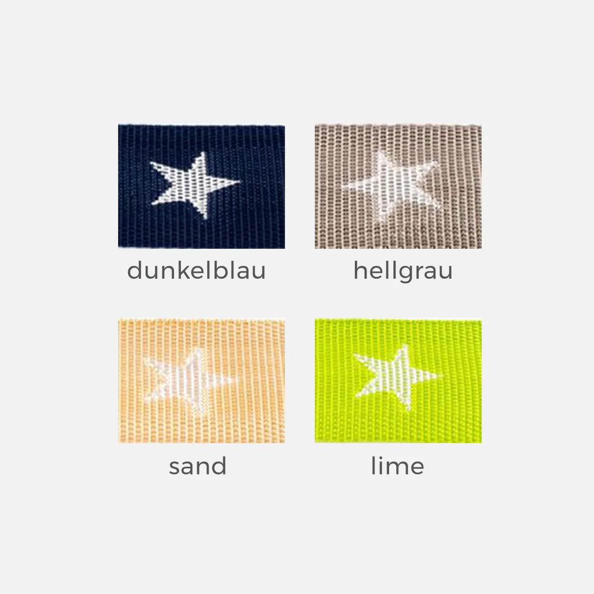 Gurtband Sterne, 40mm, Meterware, Dunkelblau, Hellgrau, Sand, Lime