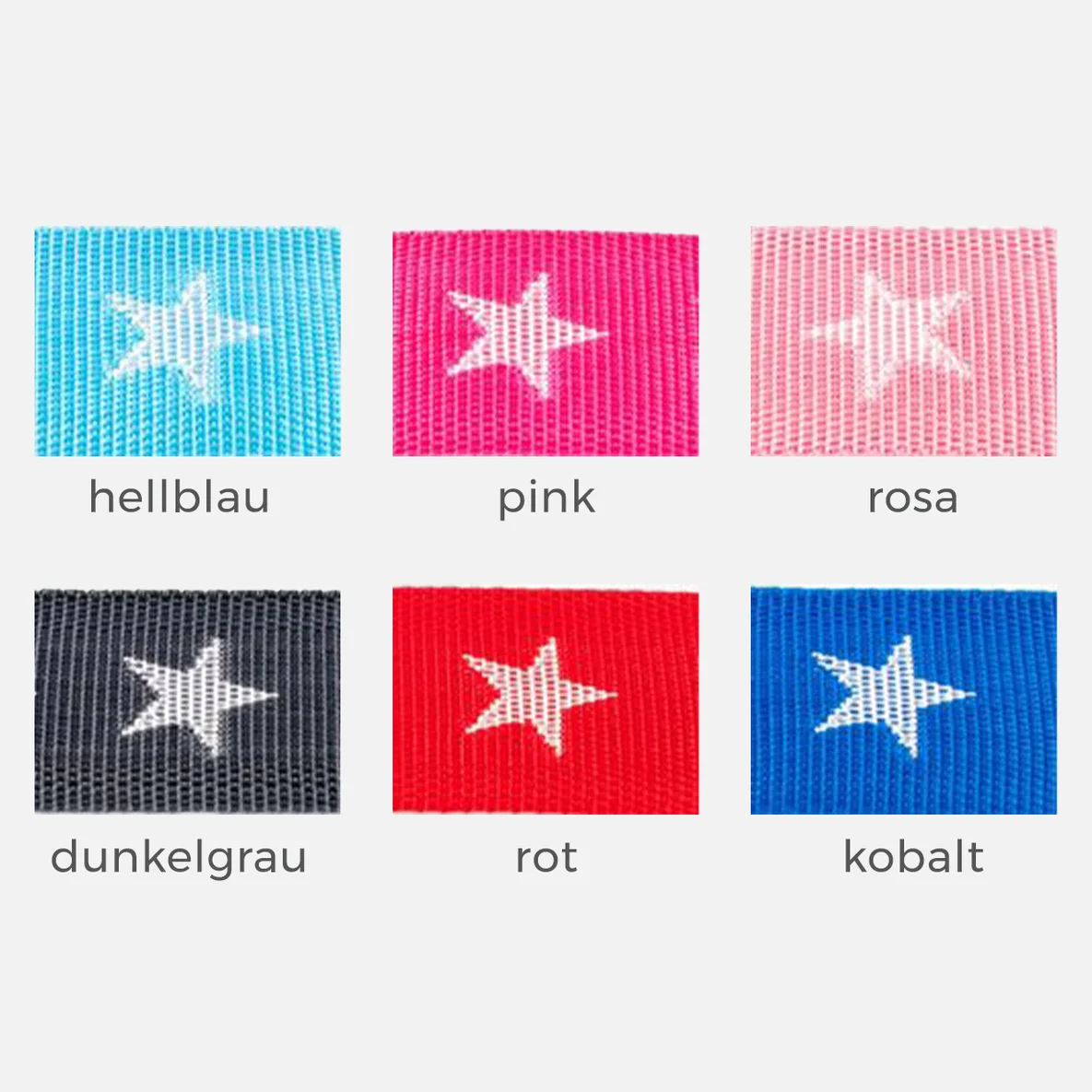 Gurtband Sterne, 40mm, Meterware, Hellblau, Pink, Rosa, Dunkelgrau, Rot, Kobalt